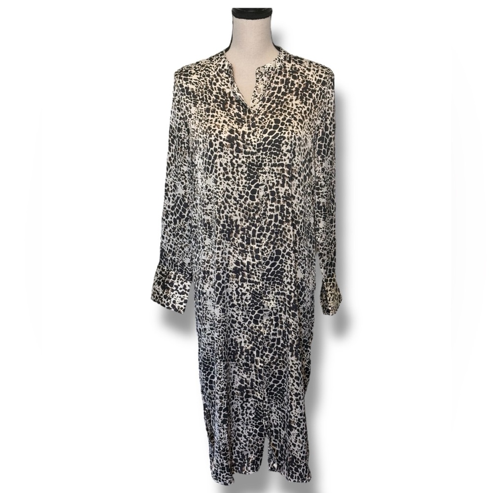 Banana Republic Leopard Print Mandarin Collar Midi Dress NWT Size XS